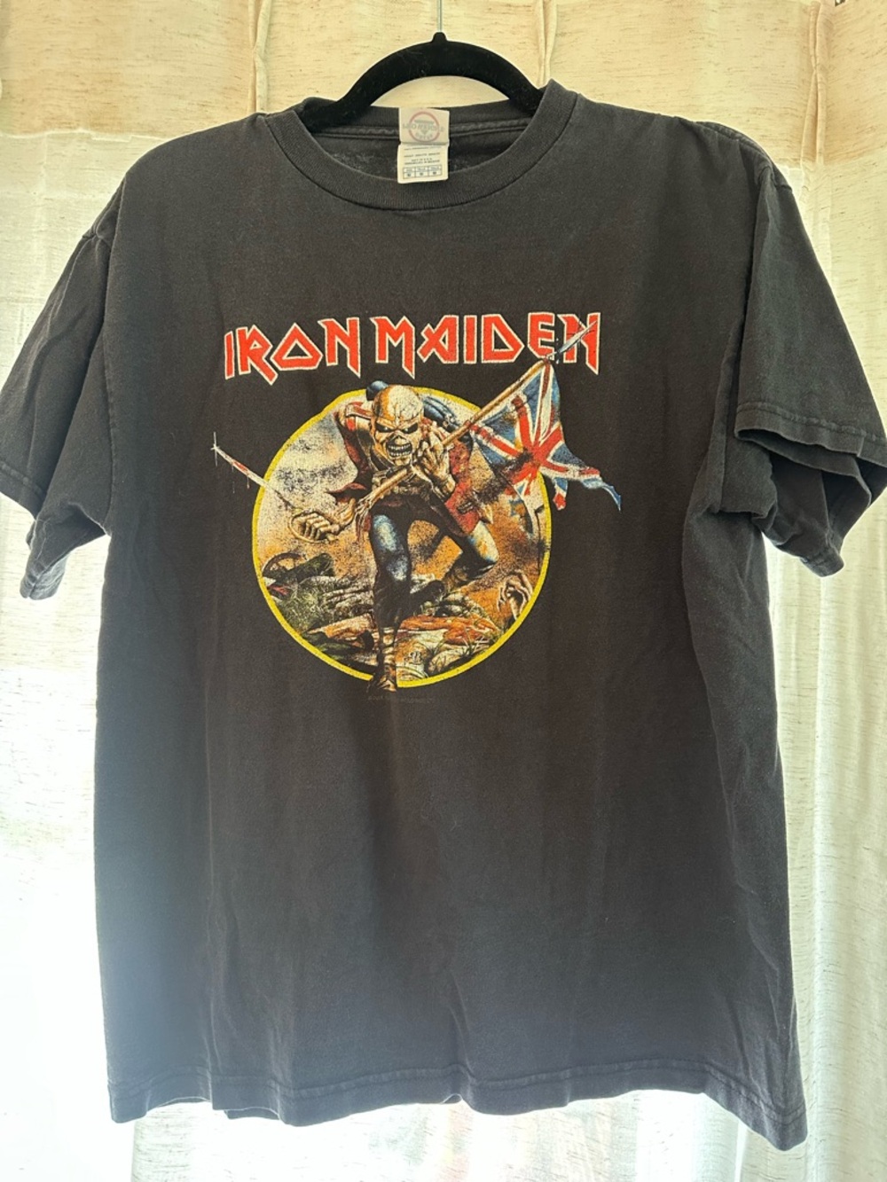 Y2K Delta Iron Maiden Black Graphic Tee with Multicolor Print